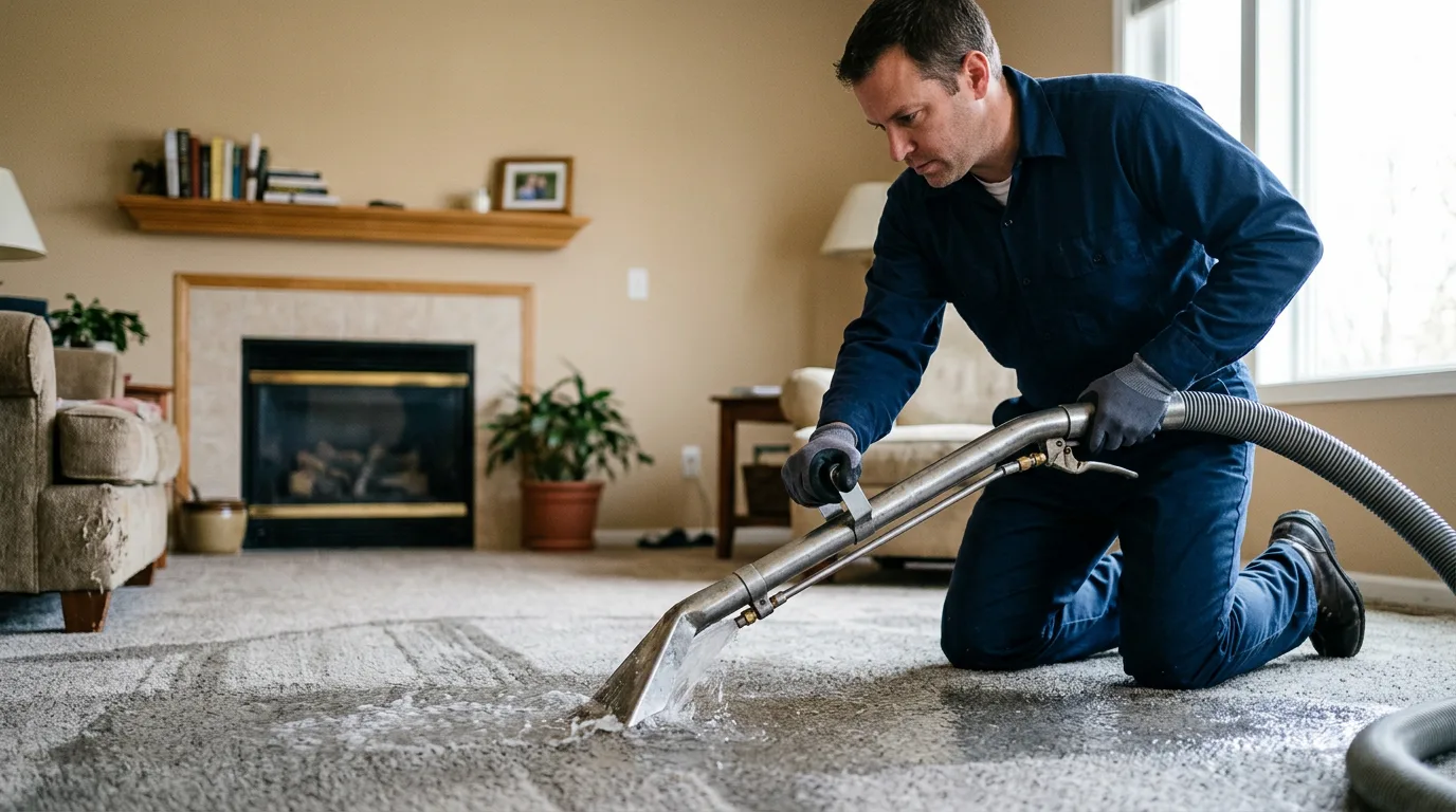 Water damage restoration technician working near Dowagiac, MI